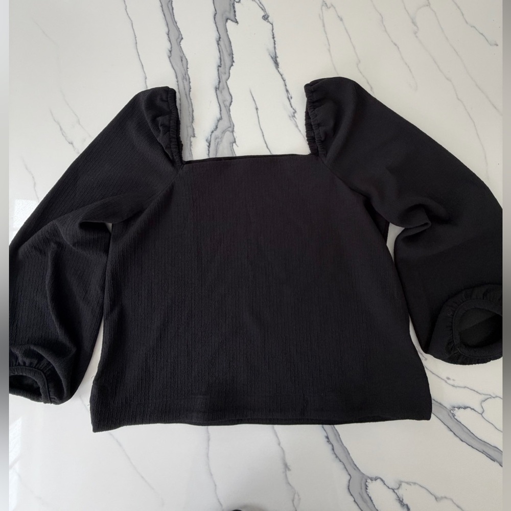 Madewell Black Textured Knit Top